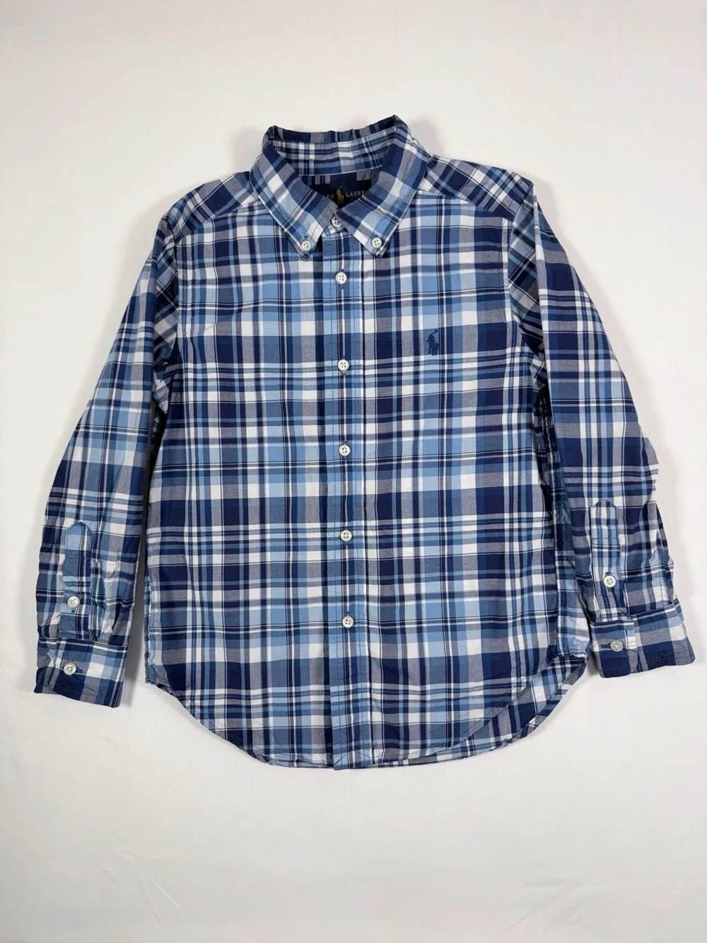 RALPH LAUREN Boys 5 Plaid Button Down Long Sleeve Oxford Shirt Preppy Classic